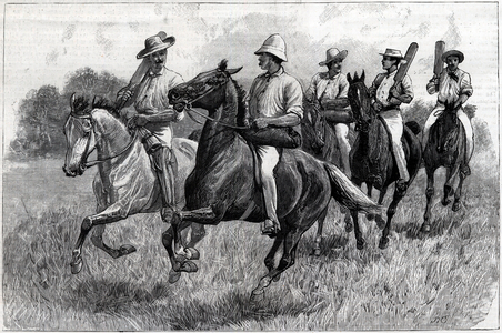 Cricket in Australia, a Team going Up-Country to play a Match, 1893 (engraving)