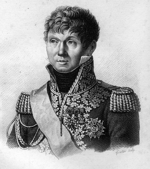 Portrait of Claude Victor Perrin, known as Victor Marechal d'Empire, named Duke of Bellune in 1808, 1818 (engraving)