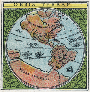 Time: orbis terrae. The globe with Ecuador and the tropics. 1925 (print)