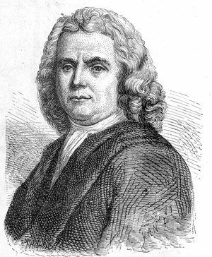 Portrait of Boerhaave Hermann (1668 - 1738), Dutch doctor and chemist (supporter of iatromechanism) - in “” Album of Science; illustrious scientists; Great discoveries””” 1896.