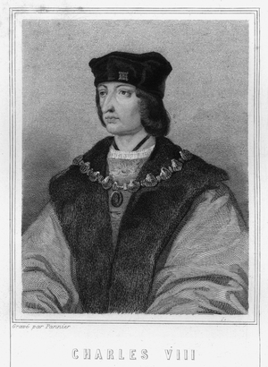 Portrait of Charles VIII (1470 - 1498), King of France - in “Histoire des Français”” by Lavallée, engraving, sd., 19th century.