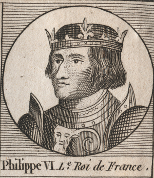 Portrait of Philippe VI of Valois (1294 - 1350), King of France - Philip VI of Valois (1293-1350) King of France - engraving from “Instruction sur l'Histoire de France”” by Charles Constant Le Tellier 1821
