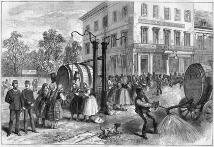 Watering system in the streets of Vienna, Austria in 1873.