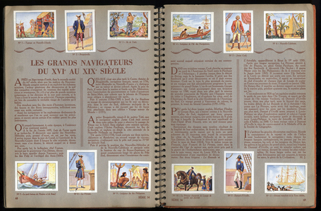 Advertising album Nestle “” the wonders of the world”” 1935 - 1936: double page with great navigators. .