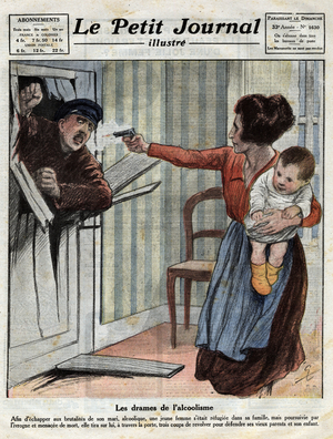 The dramas of alcoholism: a woman shoots her husband, an alcoholic who threatened her with death to defend her child, on 19/03/1922.