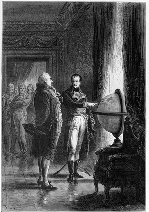 See what a small place you hold in the world - NAPOLEON BONAPARTE, first consul, visiting the rooms of the Louvre with Charles James Fox (1749 -1806), British statesman, in 1801 - engraving in “L'Histoire d'Angleterre, depuis les temps plus recules” by Francois Guizot, 1877