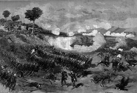 War of the Pacific between Peru and Bolivia and Chile - Battle of Tacna - 26 May 1880, 1880 (engraving)