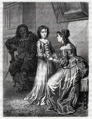 Your head is guilty if your heart is not guilty, Madame de Lanclos told her daughter Anne “” Ninon”” of the Enclos (or Ninon de Lenclos or Ninon de Lanclos, 1620-1705) Engraving of the 19th century in “” Confessions of Ninon de Lenclos” by Eugene Moret.