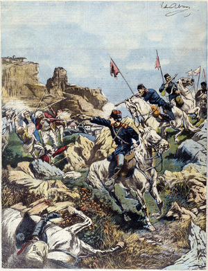 Battle between Turkish troops and Bulgarian insurges near Mount Peristeri - in “” la Tribuna illustrata””, 1903.