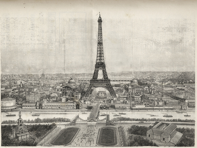 General View of the World Fair in Paris in 1889 with Eiffel tower from Trocadero, engraving - General view of the World Fair in Paris in 1889 with the Eiffel Tower, engraving in Le Monde illustrious de 1889