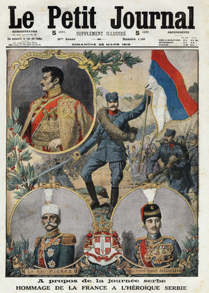 Homage of France to its Serbian Heroic engraving in “Le Petit Journal”, on 28/03/1915