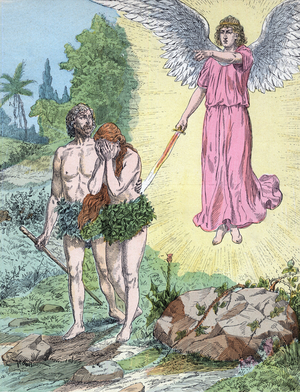 Adam and Eve Expelled from Paradise, c.1890 (engraving)