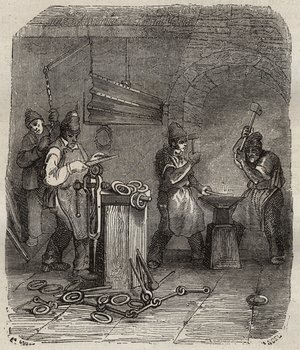 Workers' forces at the Rochefort Bagne in the 19th century“Histoire des bagnes depuis leur création à nos jours" by Pierre Zaccone.