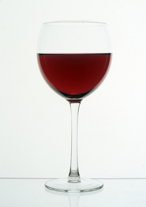Glass of red wine.