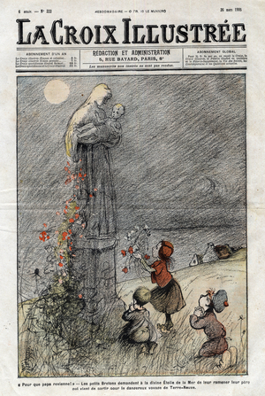 Little Bretons ask the divine star of the sea to bring back their father who has just left for the dangerous voyage of Newfoundland , 1905 (print)