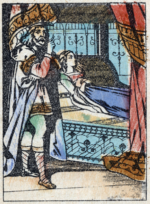 Anonymous illustration for "Sleeping Beauty", fairy tale by Charles Perrault, late 19th century (print)