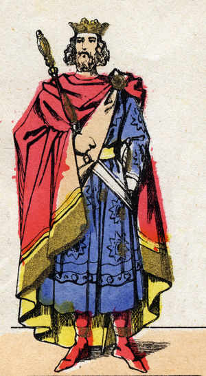 Carolingian Dynasty: Portrait of Lothaire (941-986), King of the Franks from 954 to 986, late 19th century (print)