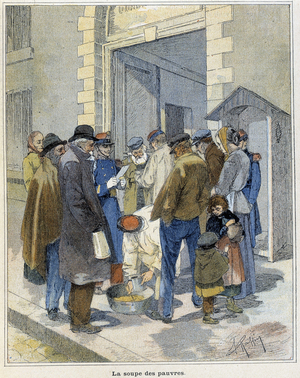 La soup des pauvres - composition de F. Raffin, in "Le Petit Français illustré”, n.d, c. 1900 (print)