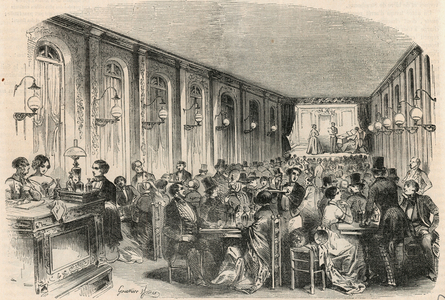 Lyric print of the passage Jauffroy in Paris in the 19th century - Engraving in “” Tableau-de-Paris”” by Edmond Texier 1852
