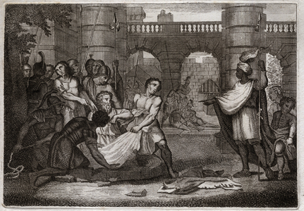 Bible of Royaumont, Old Testament: Jeremiah prophete. The holy Prophete and the pit. Illustration from 1811.
