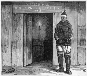 Eskimo of Disko Island (Qeqertarsuaq) Greenland at the end of the 19th century. engraving of 1884