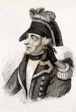 Portrait of Jacques Francois Coquille, dit Dugommier (1739 - 1794), French general. Engraving 19th century.