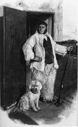 A gabeleur in his winter costume, 1894 (engraving)