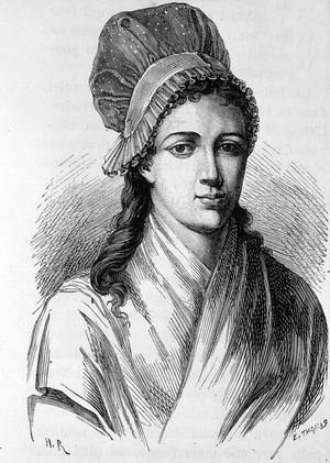 Portrait of Charlotte Corday (1768 - 1793) - in “” L'Histoire de France”” by Henri Martin, 19th century.