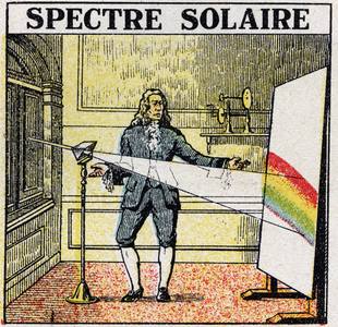 The colours: solar spectrum studied by Isaac Newton. 1925 (print)