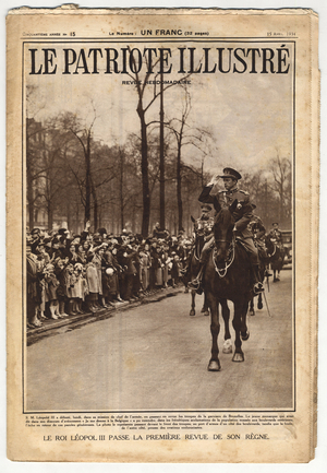 The King of Belgium Leopold III reviews the troops of the garrison of Brussels. of his regne In “The illustrious patriot", on 15/04/1934.