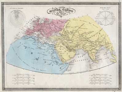 World known of the ancients - Plate extracted from “Universal Atlas of Ancient and Modern Geography for the Use of Residential Schools” by Vuillemin - ca. 1845