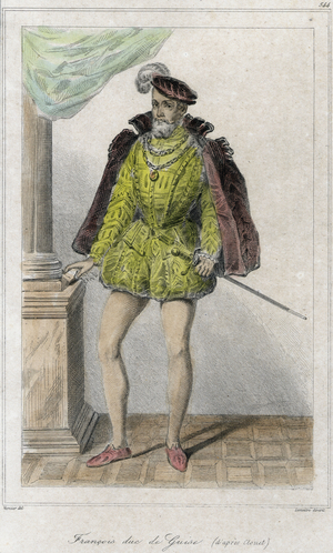 Francois I of Lorraine, 2nd Duke of Guise (1519 - 1563). It started the first war of religion by the massacre of Wassy (Vassy) (1562). Engraving 19th century.