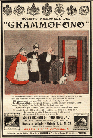 Italian advertisement of 1914 for the gramophone (print)