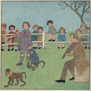 The monkeys will sing - Engraving by Marie-Madeleine Franc-Nohain in “” Les animaux sauvages”” January 1933