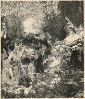 Amaterasu goddess of the Sun (goddess of the sun) engraving by Paul Francois Quinsac (1858-1929) - Engraving of 1899