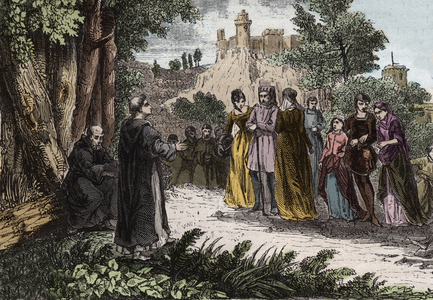 St. Dominic preaching to the Albigeois, 1846 (engraving)