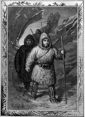 Joseph Rene Bellot (1826-1853) set out to search for Captain William Kennedy near Leopold in Hudson Bay. Engraving in the illustrious journal “” La jeunesse””, 1886.