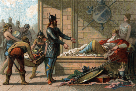 King Clovis III called Le Feneant, king of France from 691 to 695. Chromolithography around 1890.