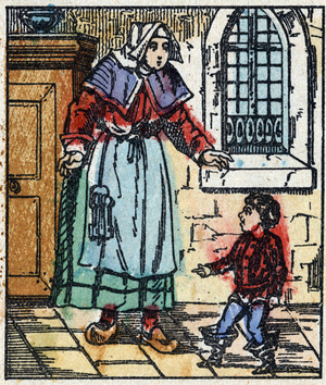 Illustration of "Le petit Poucet" tale by Charles Perrault, late 19th century (print)