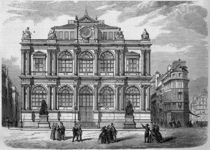 Architecture: view of the facade of the Musee Bibliotheque (inaugurated in 1847) of the city of Le Havre (Seine Maritime, 76). Engraving in “” Le Monde Illustré”” n°27 of 17 October 1857.