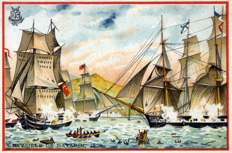 Navarin Battle of the Triple Alliance against the Turkish-Egyptian Fleet on October 28, 1827