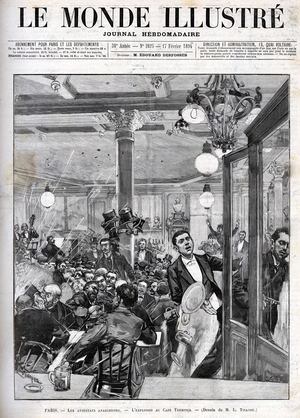 Anarchist attacks in Paris in February 1894. The explosion at the Terminus Cafe. “The Illustrated World” of February 17, 1894