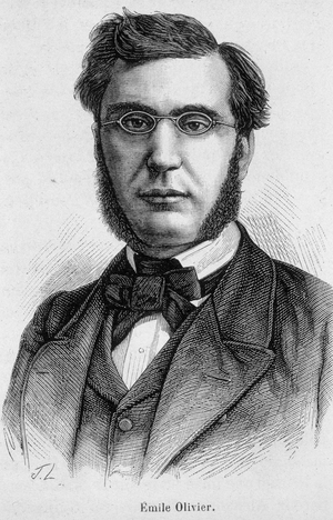 Portrait of Emile Ollivier (or Olivier), French politician (1825 -1913) - in “” L'Histoire de France”” by Henri Martin, 19th century.