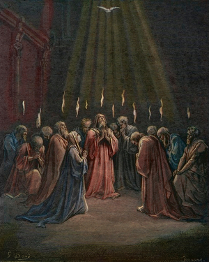Pentecost, the descent of the Holy Spirit, 19th century (engraving)