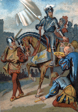 Recover of Calais over the English by the Duke of Guise in 1558. Chromolithography of the Series “” Patriotic Education through Image””.