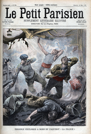 Explosion on board the liner "La france" - in "Le Petit Parisien", 1900 (print)