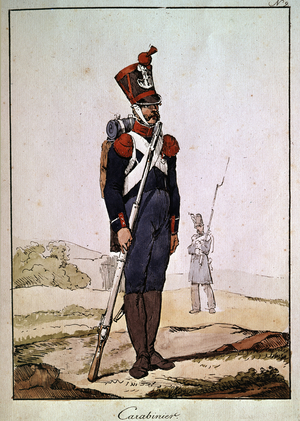 A rifle of the Napoleonic army - Engraving by Charlet
