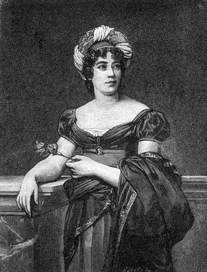 Portrait of Germaine Necker, Baroness of Staël-Holstein, known as Madame de Staël (1766 - 1817), French writer.