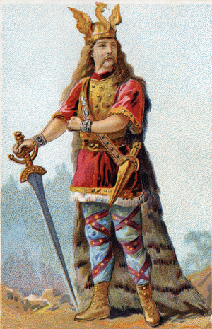 Portrait of Vercingetorix (72-46 BC), King of the Gauls. Chromolithography around 1890.