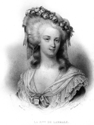 Portrait of Marie Therese of Savoie Carignan (1749-1792), princess of Lamballe - in “” Revolution francaise”” by Thiers. 19th century
